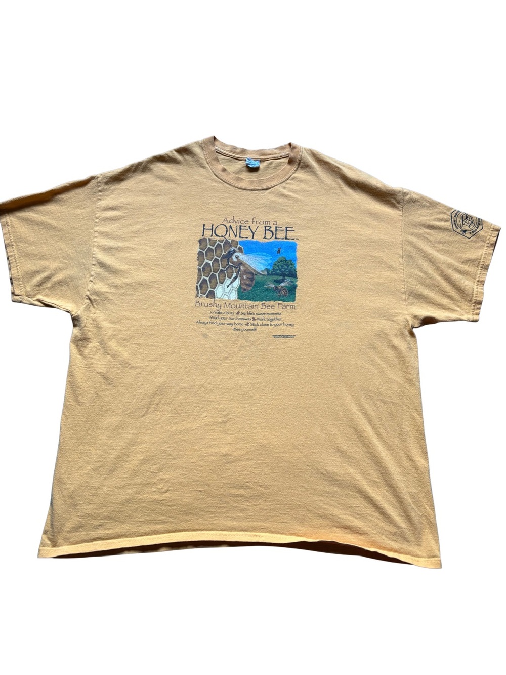 Gildan Yellow Cotton Honey Bee Graphic Short Sleeve Crew Neck T-Shirt 2XL